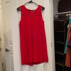 Red summer shift dress